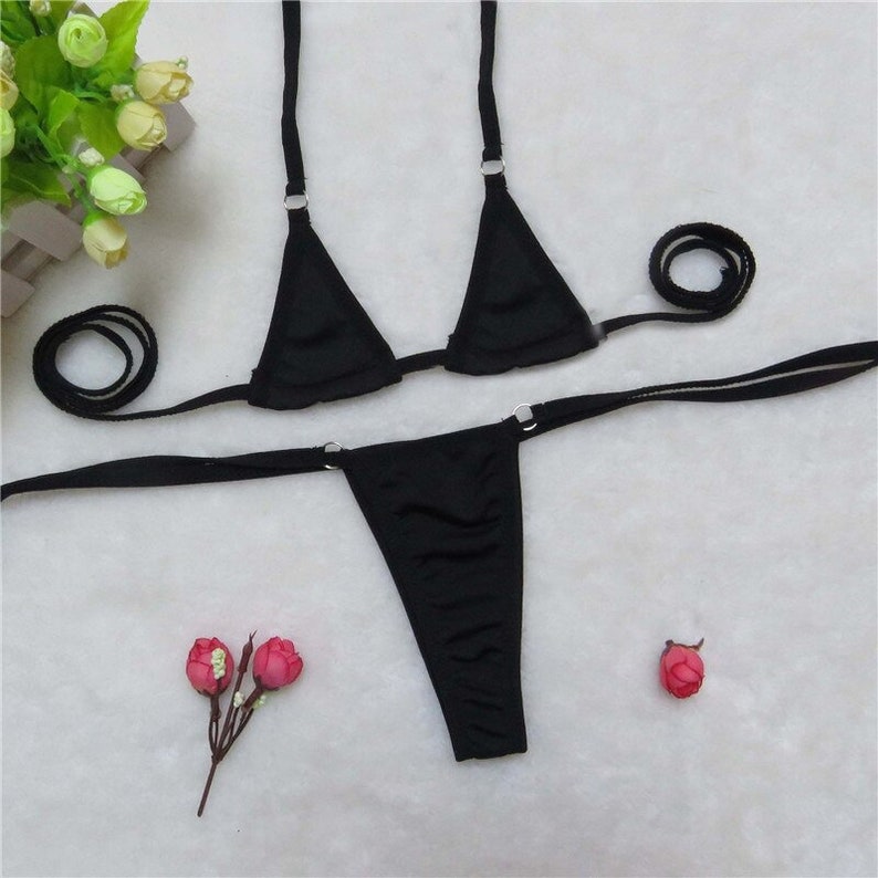 Extrem Micro Bikini Micro Mini Bikini Triangle Halter Bikini - Etsy