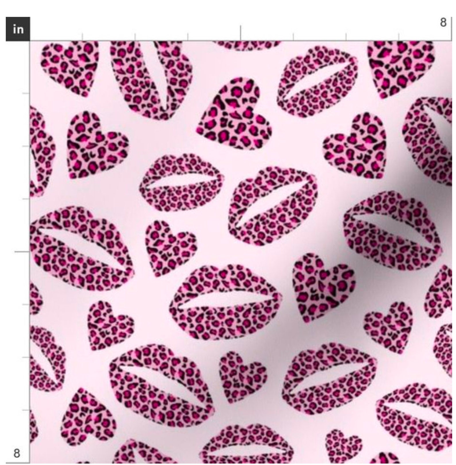 Pink Leopard Hearts and Lips Fabric By The Yard Hot Pink Etsy