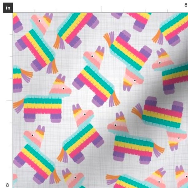 Pastel Color Pinatas Fabric By The Yard | Rainbow Donkey Pinata | Cinco De Mayo | Mexican Holiday | Easter Pinatas | Made To Order Fabric