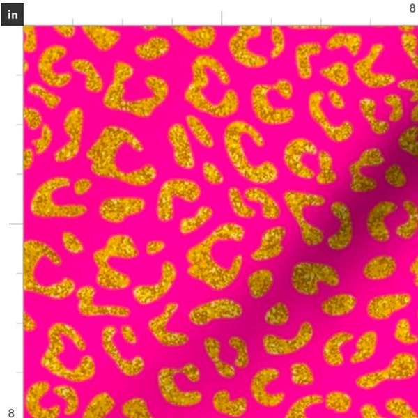 Gold Glitter Hot Pink Leopard Fabric By The Yard | Sparkly Gold Faux Glitter | Animal Cheetah Print | Mask Fabric | Made To Order Fabric