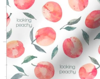 Looking Peachy Fabric By The Yard | Watercolor Peaches | Georgia Peach | Headbow Bummies Leggings Mask Children | Made To Order Fabric