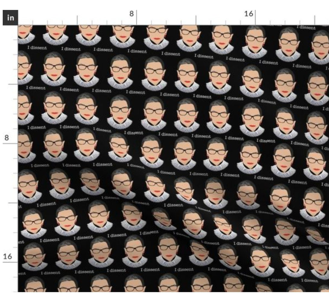 RBG I Dissent Fabric by the Yard Mask Fabric Ruth Bader Etsy