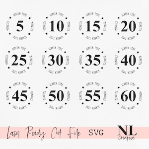 スクリーンタイムトークン | 5 分間隔 | SVG レーザーカットファイル