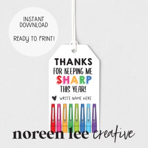 PRINTABLE Teacher Flair Pen Gift Tag Teacher Appreciation Instant Download Ready to Print image 6