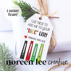 PRINTABLE Teacher Flair Pen Gift Tag | Christmas Colors Gift Label ...