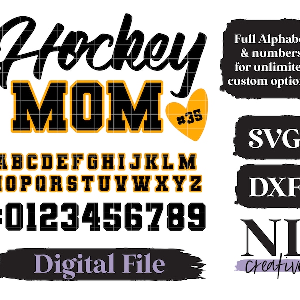 Hockey Family with Heart Number Bundle SVG | Cricut, Silhouette, Sublimation | Multiple Numbers For All Ages