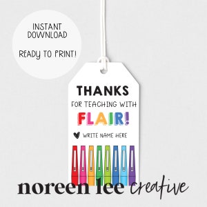 PRINTABLE Teacher Flair Pen Gift Tag Teacher Appreciation Instant Download Ready to Print image 8