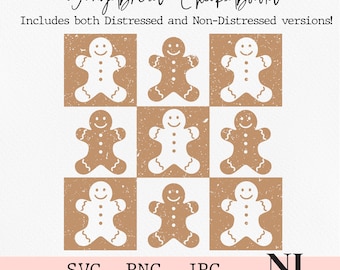 Cute Retro Gingerbread Checkerboard | Christmas | PNG and SVG | Sublimation, DTF, Printable