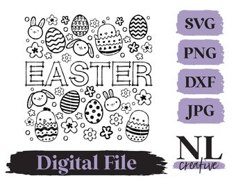 Easter Coloring Doodle SVG  | Cricut, Silhouette, Sublimation