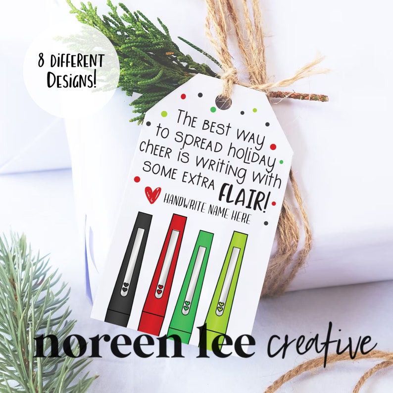 PRINTABLE Teacher Flair Pen Gift Tag Christmas Colors Gift Etsy