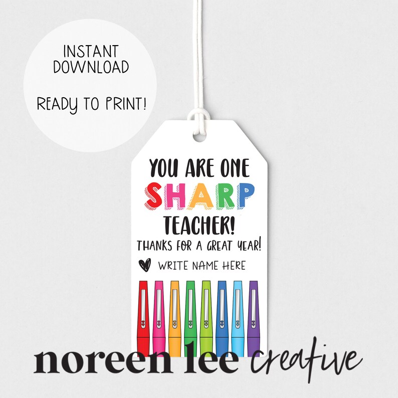 PRINTABLE Teacher Flair Pen Gift Tag Teacher Appreciation Instant Download Ready to Print image 5