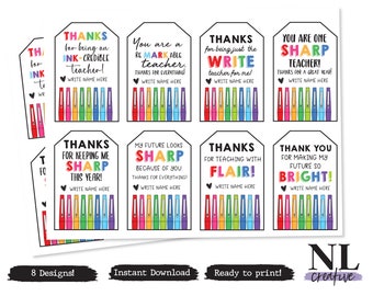 Teacher Appreciation Gift Tags for Flair Pens by Your Thrifty Co-Teacher