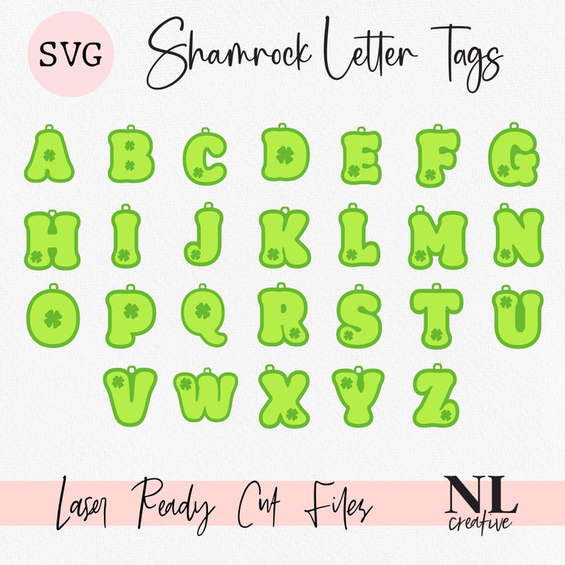 Shamrock Letter Tag SVG: Whole Alphabet Laser Cut File - Etsy Canada