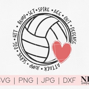 Volleyball Heart SVG | Cricut, Silhouette, Sublimation