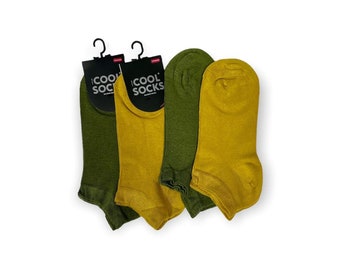 Sneaker Socks Dames Bamboo 4 pairs green-okeryellow Size 36-40
