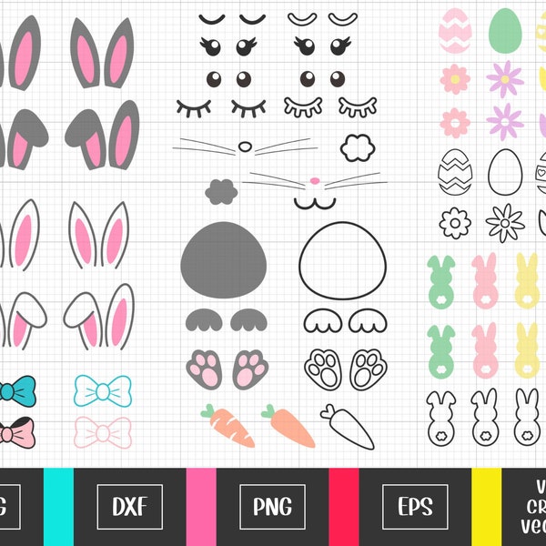 Bunny Bundle Svg, Easter Bundle Clipart, Easter Bundle Png, Carrot Bunny Svg, Bunny Ears and Feet Svg