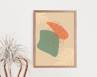 Monstera wall print / Digital download / boho wall decor / Neutrals