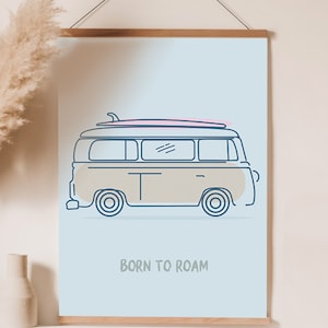 Vw bus Wall Art / Digital Download / Surf Print / Pastel Wall Art