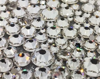 SWAROVSKI CLEAR CRYSTALS rhinestones gems stones flat back non hotfix for nail art and design