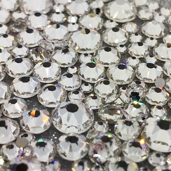 CRISTALLI TRASPARENTI SWAROVSKI strass gemme pietre retro piatto non hotfix per nail art e design