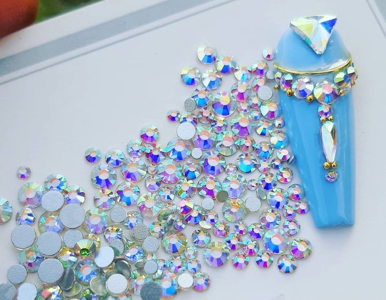 30 STUKS Swarovski kristallen AB platte achterkant niet hotfix edelstenen steentjes stenen voor nail art en design afbeelding 6