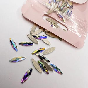 Swarovski Crystals fancy NAVETTE shape flat back crystal ab non hotfix