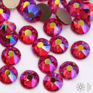 SWAROVSKI crystals Light Siam AB rhinestones gems stones flat back non hotfix for nail art and design
