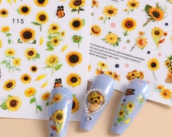 Sonnenblume Nail Art Sticker Aufkleber Aufkleber Nagel Dekoration Zubehör x 2 Bögen