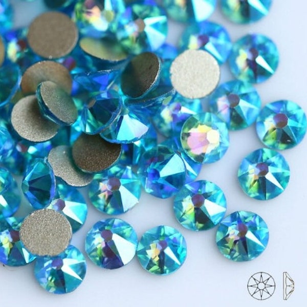 SWAROVSKI cristaux AQUAMARINE AB strass pierres précieuses pierres plates dos non correctif pour nail art et design