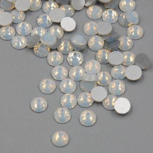 LUXNGEMS crystals WHITE OPAL rhinestones gems stones flat back non hotfix for nail art and design