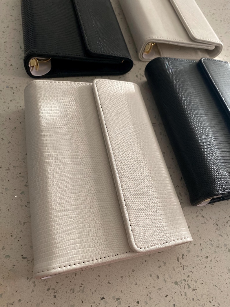 A6 budget binder litchi pebble trifold wallet imagem 2
