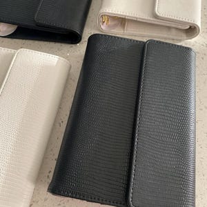 A6 budget binder litchi pebble trifold wallet