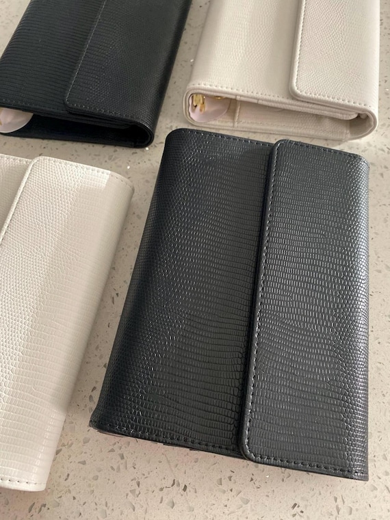 A6 budget binder litchi pebble trifold wallet