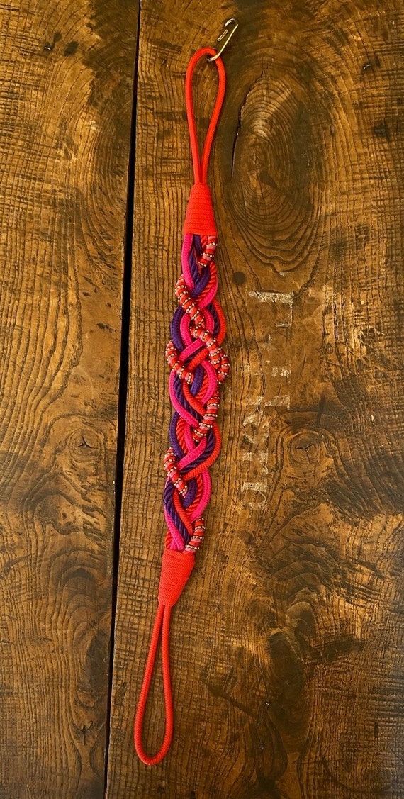 Vintage Braided Cinch Belt Purple, Pink, Red, and… - image 4