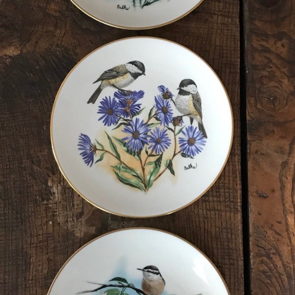 3 Balke Gorham China Plates The Birds andFlowers of the Meadows and Garden Series