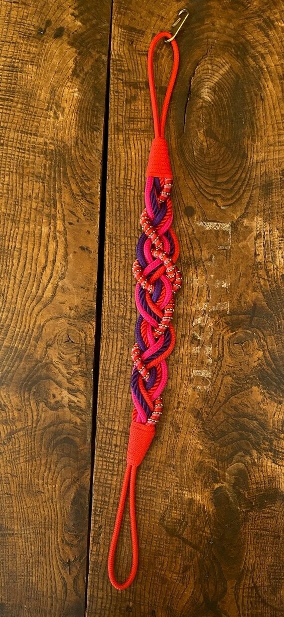 Vintage Braided Cinch Belt Purple, Pink, Red, and… - image 2