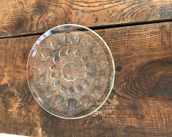 Vintage Clear Glass Plate with Bubble Concave Design