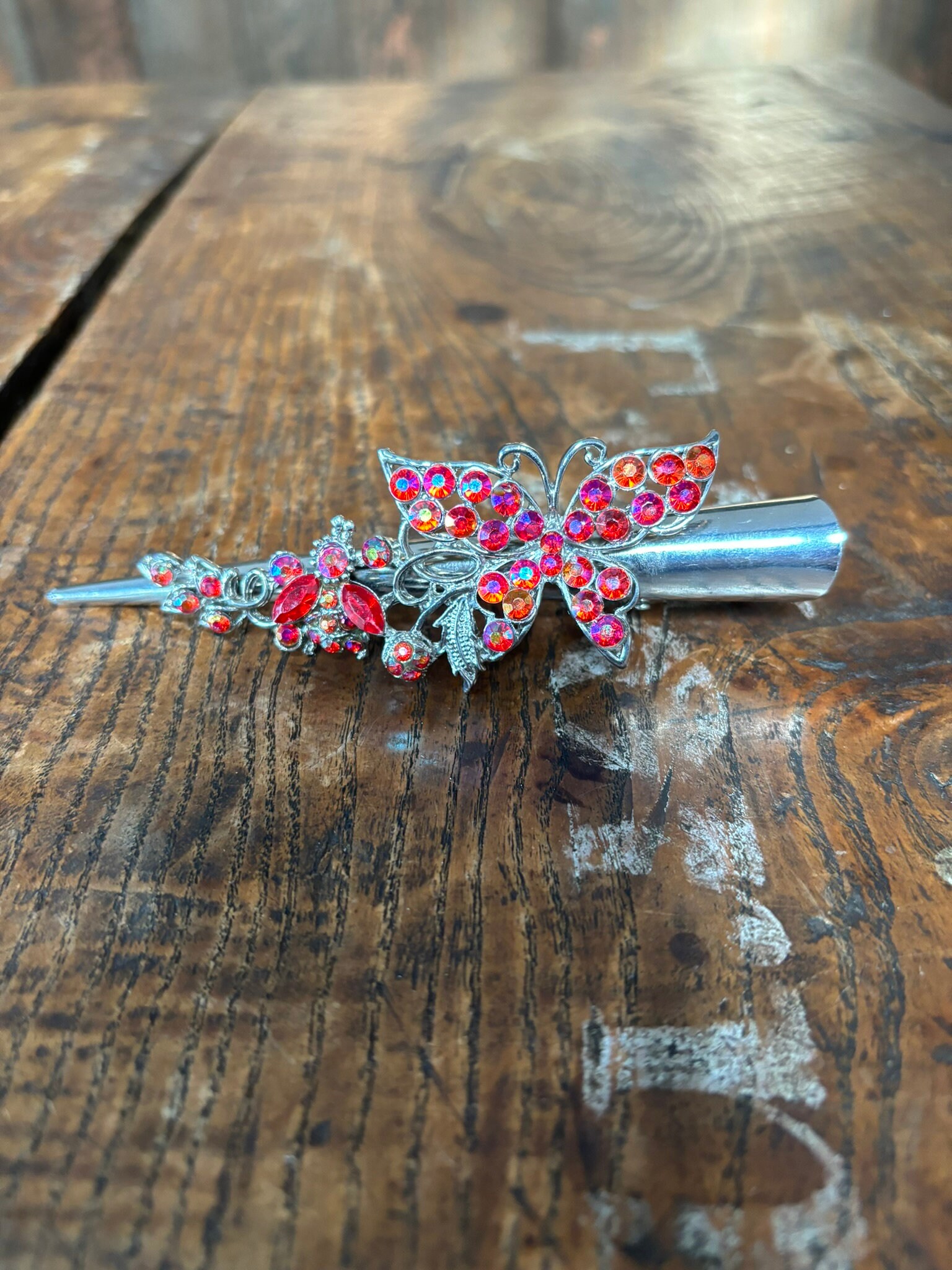 Vintage Silver Butterfly Barrette - Etsy display picture 3