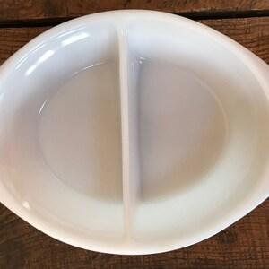 Vintage Glass Bake Divided Casserole White