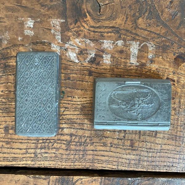 2 Antique Pewter Snuff Boxes