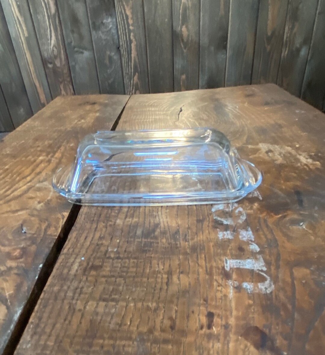Vintage Clear Glass Butter Dish With Lid Etsy