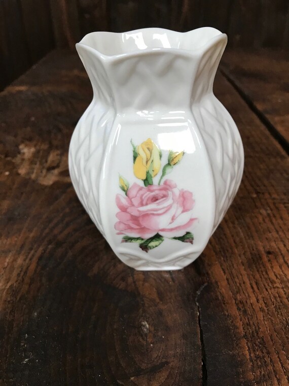 Belleek Small Bud Vase Rose Design Millennium 2000 Etsy
