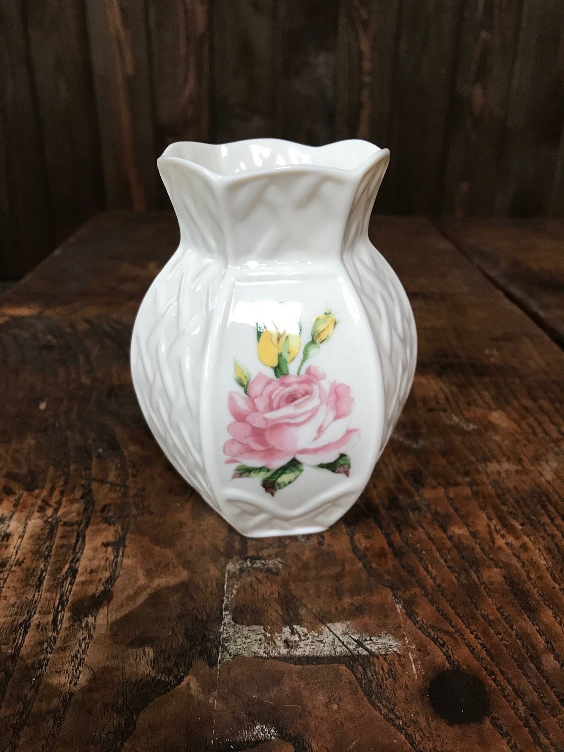 Belleek Small Bud Vase Rose Design Millennium 2000 Etsy