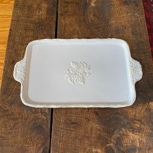 Tara At Home Dee-Vine Ceramic Tray Embossed Grape and Vine Pattern