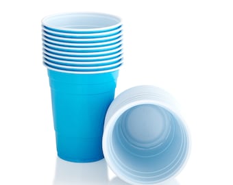 Light Blue Party Cups: 16 oz, Reusable, BPA-Free