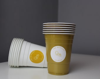 Personalized Wedding Beer Pong Cups: Custom Stickers, Party Favors