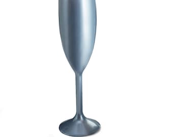Silver Plastic Champagne Flutes Reusable 165ml Prosecco Glasses