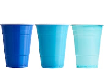 Light Blue Party Cups, 16oz Beer Pong Cups, Reusable, Shatterproof