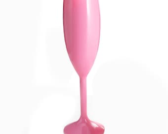Baby Pink Plastic Champagne Flutes Reusable 165ml Prosecco Glasses