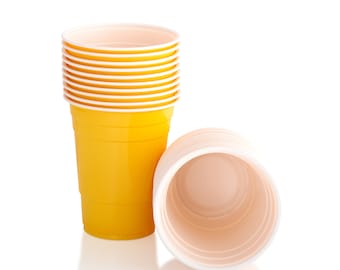Yellow American Beer Pong Cups, 16oz Party Cups (25/50 Pack)